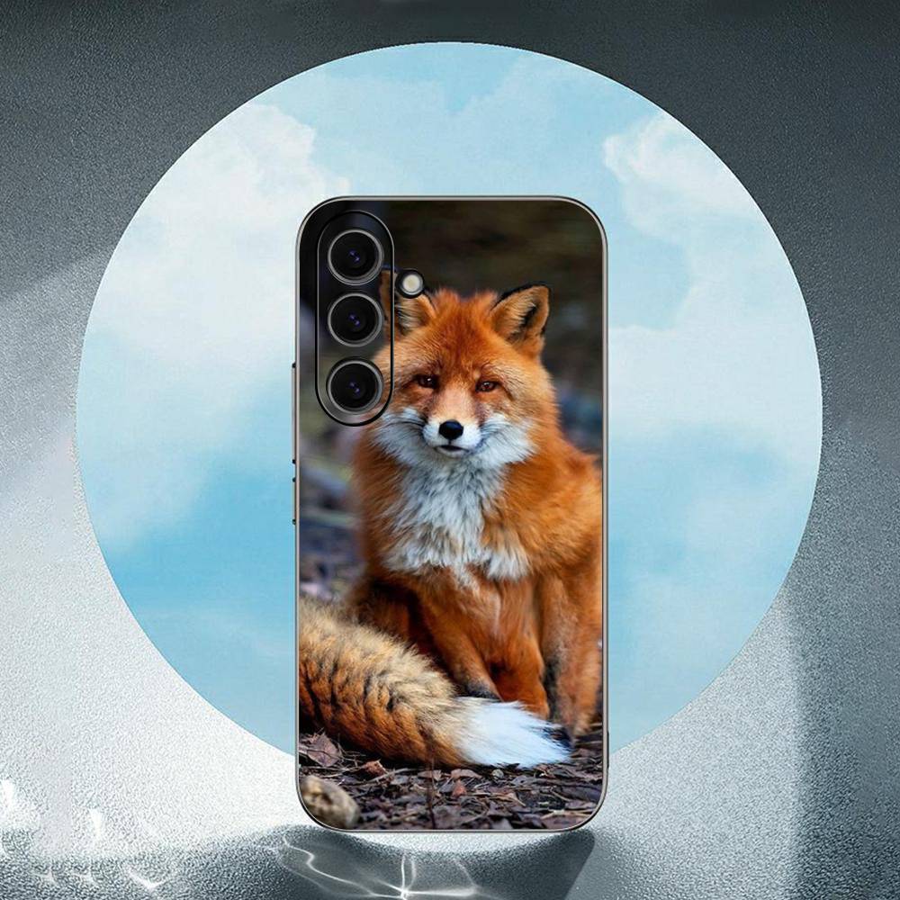 Animal Fox Luxury Black Phone Case For Samsung Galaxy S23 S24 S25 Ultra S22 Plus S21