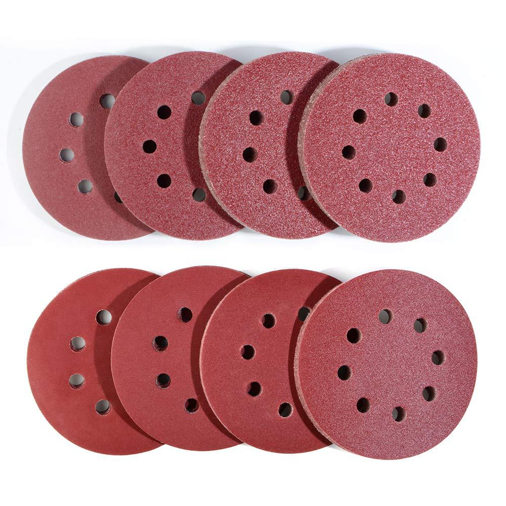 

8-Piece Grinding Disc Set 5-Inch 8-Hole Aluminum Stamped Pad Stamped Disc Polished Cellophane Metal Wood Glass Automotive Grindi 8pcs