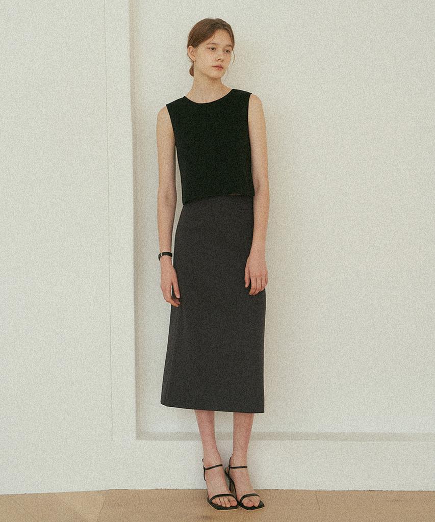 Kkeulle Roana Detail Skirt_Charcoal