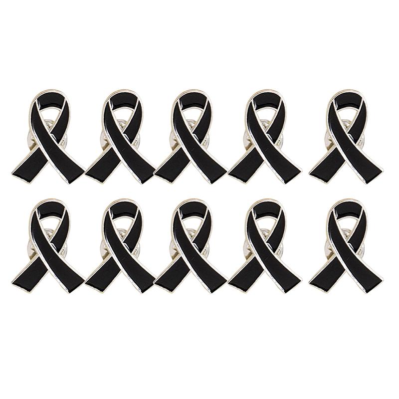1/5/10 шт. Черно-белая лента, значок-булавка, брошь, похороны, памятная булавка, эмаль, значок с черной лентой, траурный значок, похоронная булавка, брошь 10Pcs чёрный