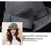 Women's French Wool Felt Bucket Hat with Curled Brim – Warm, Bow-Tied, Autumn/Winter Style
