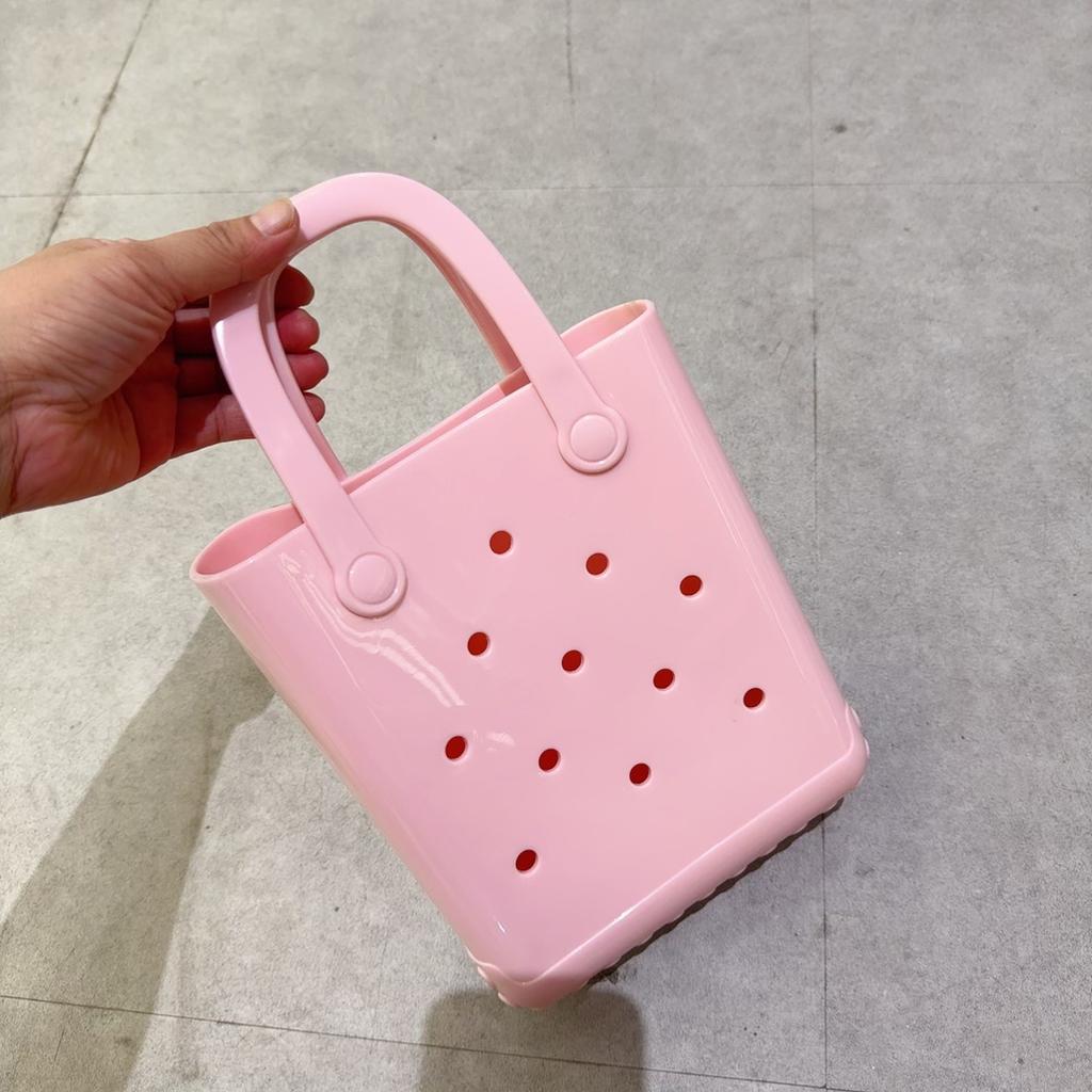 Borsa Gelatina Borsa con Fori Fai da Te Borsa da Donna Macaron Cesto da Spiaggia per Bucato Borsa in Pvc
