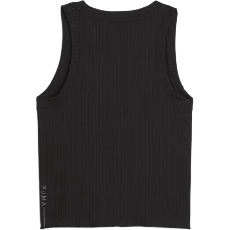 Puma Loose Solid Color Round Neck Small Logo Sleeveless Tank Top Women Tops Black 524842-01