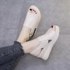 European-American Thick Wedge Heel Backless Sandals - Women's Lightweight PU Sole One-Strap Buckle Beach Slippers