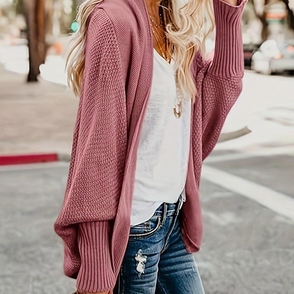 Plus-Size Knit Batwing Shawl in Navy