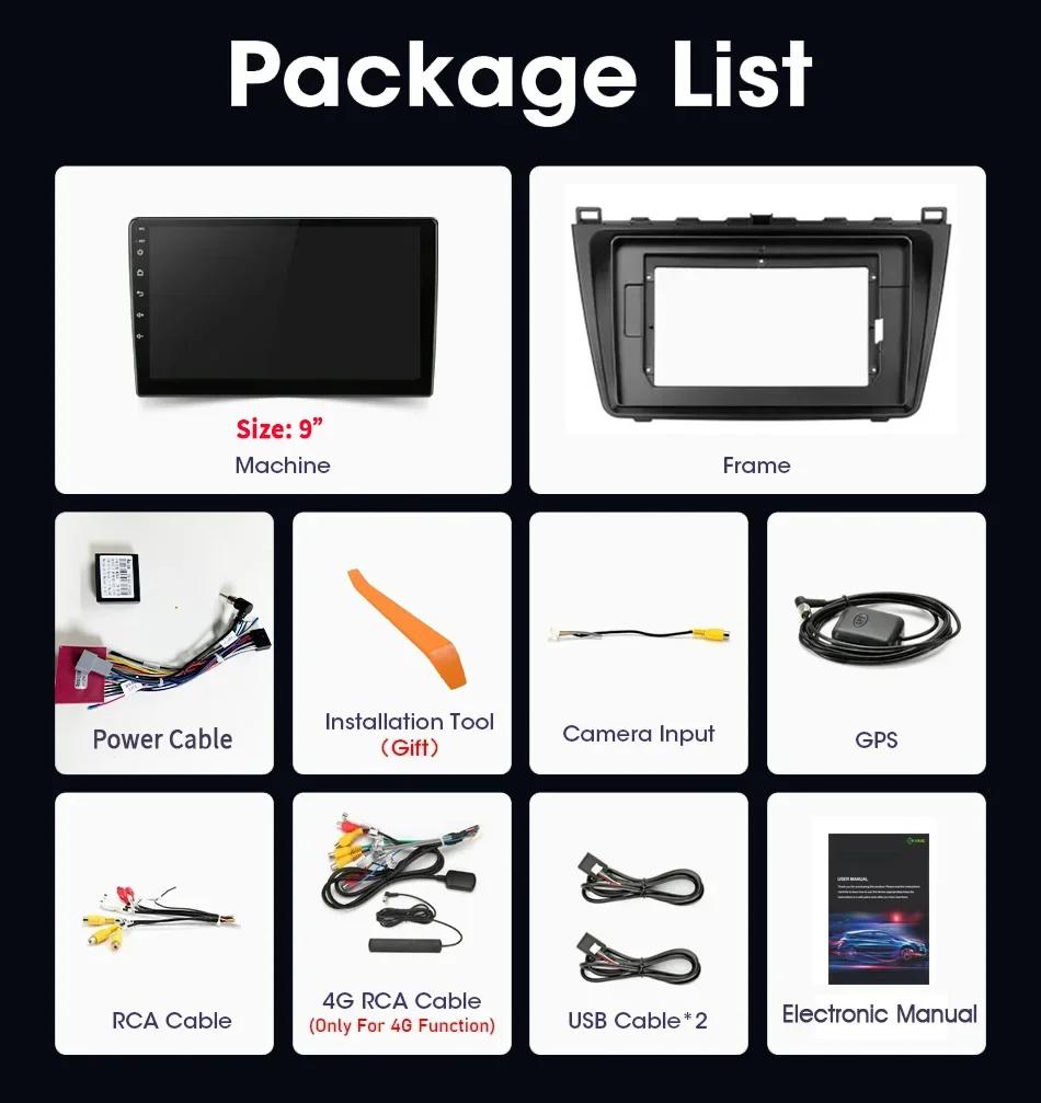 Android 13 Wireless CarPlay Auto Car Radio For Mazda 6 GH 2007-2012 Multimedia 4G WIFI GPS Navigation Touch Screen Stereo