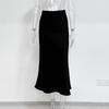 2024 French High-End Satin Bodycon A-Line Fishtail Midi Skirt for Women