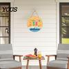 Summer Party Decoration Hello Door Sign, Ice Pop Flip Flop Welcome Hanger, Ocean Theme Home Farmhouse Hanging Wooden Wreath for Front Porch