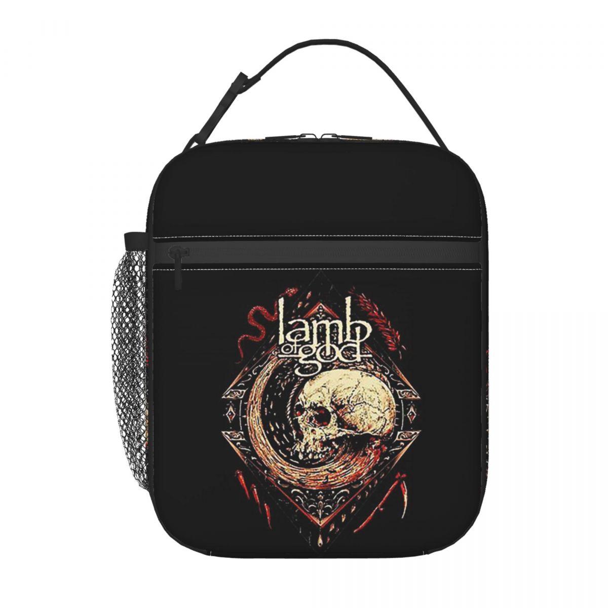 Sac à déjeuner isotherme Metal Lamb Of God Noir pour Femmes Enfants Boîtes Alimentaires Anti-fuites Sac Fourre-tout Boîte à déjeuner Thermique One Size
