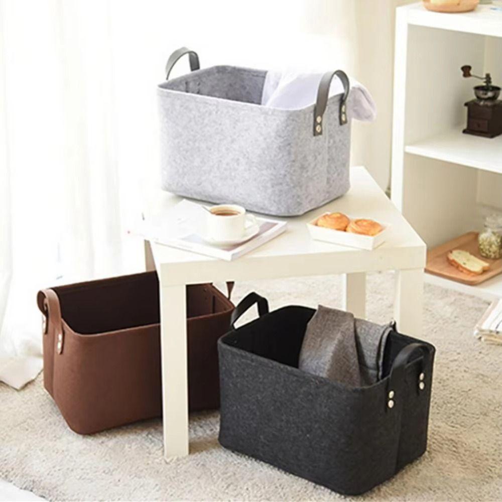 Felt Dirty Clothes Hamper Foldable Toys Holder Container Cloth Bag Dirty Clothes Bin  Living Room