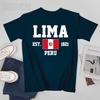 Flag Of Peru Est1821 Lima Unisex Tshirt Tees Tshirt Oneck T Shirts Unisex Boys Clothing 100 Cotton