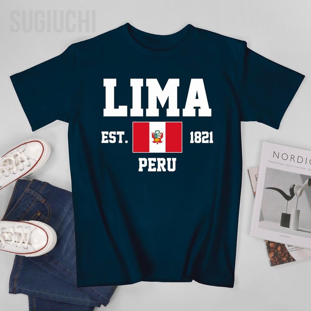 Flag Of Peru Est1821 Lima Unisex Tshirt Tees Tshirt Oneck T Shirts Unisex Boys Clothing 100 Cotton
