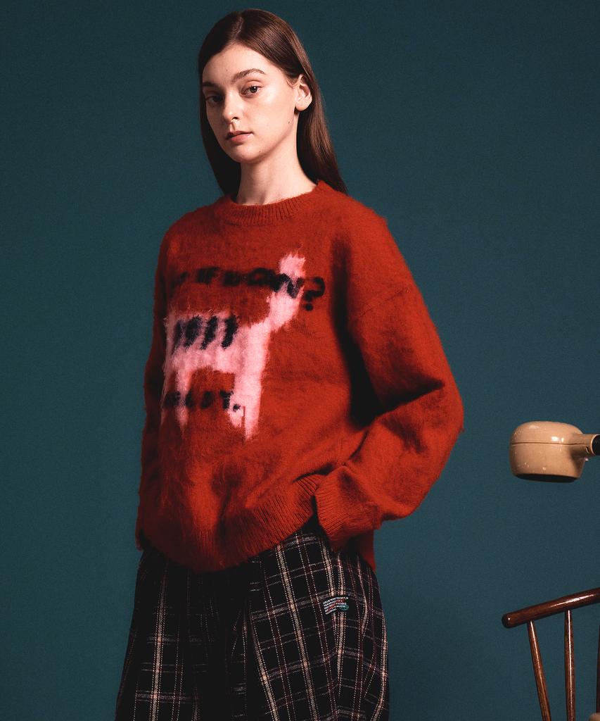 Soipeuyukaen Hairy Texture Lettering Knit
