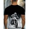 European sizes[Motorcycle Graphic T-Shirt] Durable Fabric Men's Casual Motorcycle Graphic T-Shirt | Black & White Print, Short Sleeve