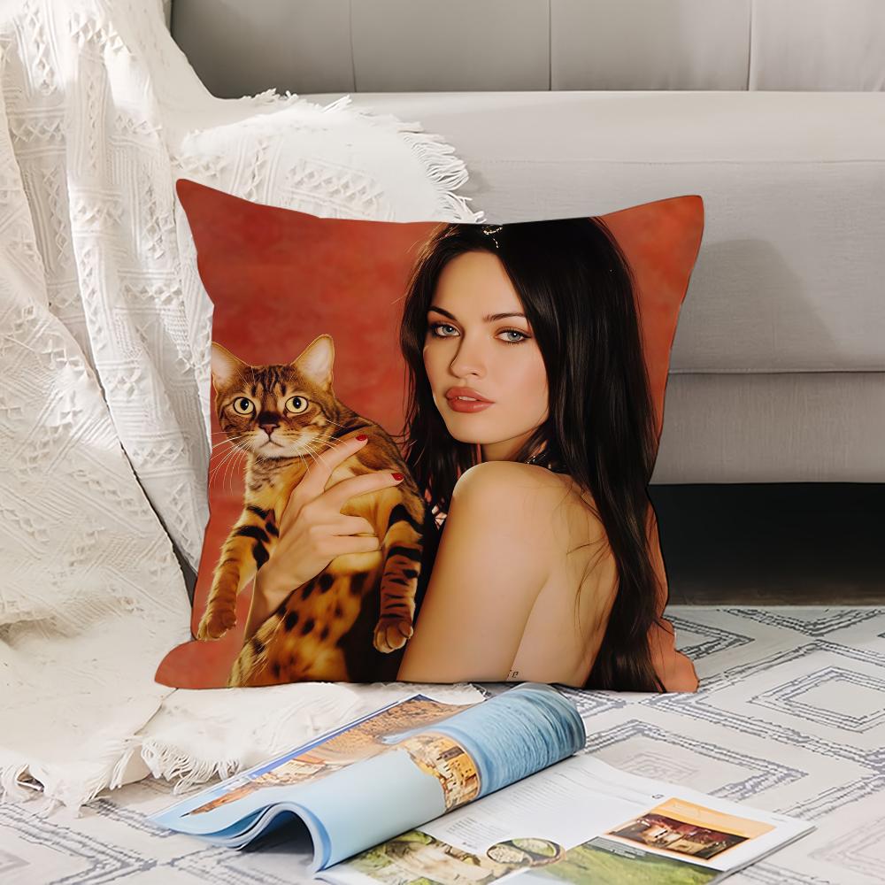 American actress Megan Fox Pillow Case Office Cushions Suitable For Sofa Car Bedroom Decorative Cushion Cover