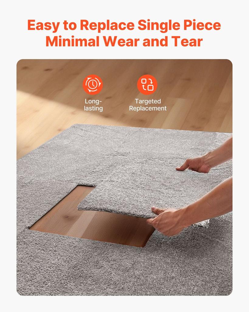 Carpet Tiles 457x457 mm, 10 Pack Carpet Square Rug Detachable & Damage-free, Self Adhesive Home Floor Soft Plush Padded for 2.1 Coverage, Easy DIY for