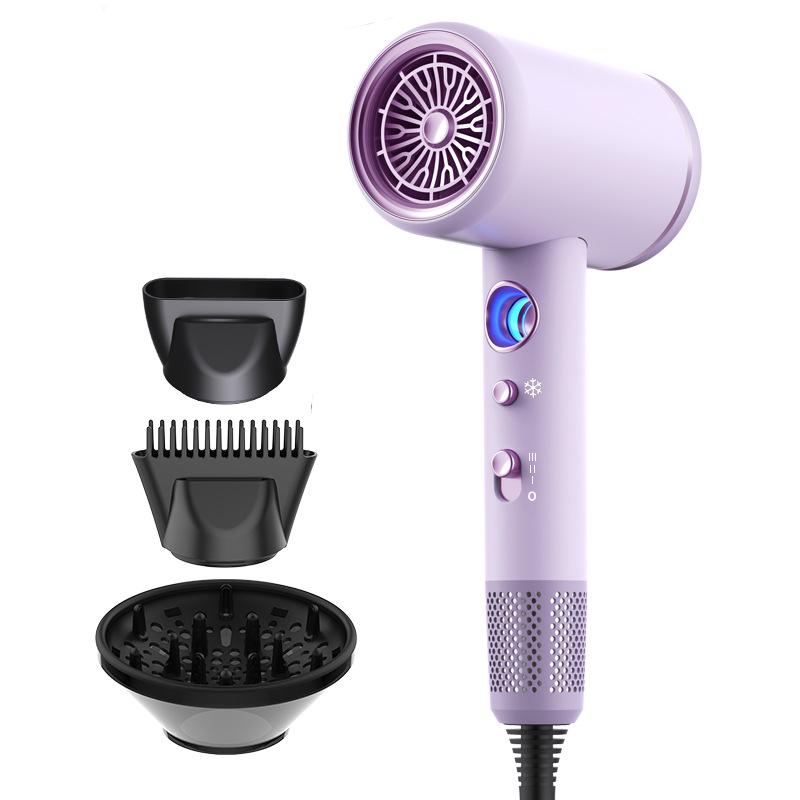 High-Power Hair Dryer with Temperature Display, 6 Levels, Hot & Cold Wind, Negative Ion Technology.