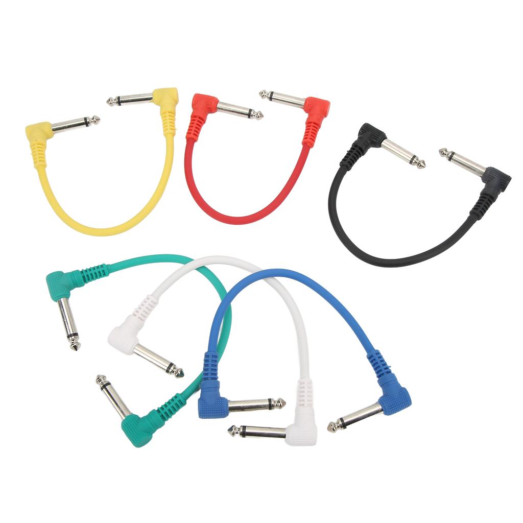 6Pcs Guitar Effect Cable Right Angle Universal Instrument Patch Cables for Pedals 6.35mm