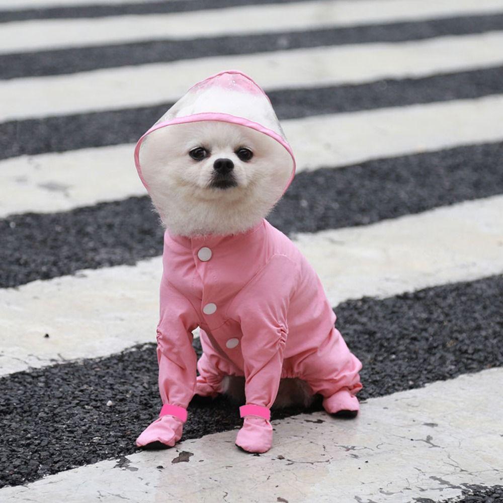 Transparent Hood Dog Raincoat Full-coverage Cat Rainproof Pet Clothes for Small Dog