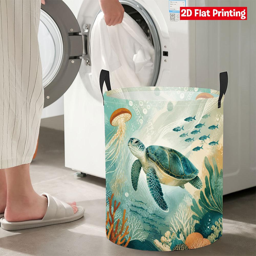 Collapsible Laundry Basket Large Round Waterproof Fabric Hamper Dirty Clothes Storage Bin Toy Organizer with Handles