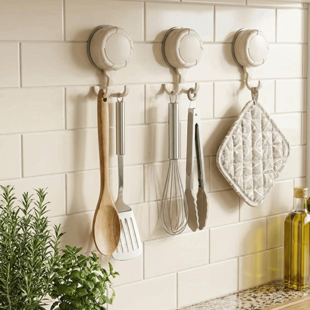 3Pcs Detachable Suction Cup Hooks Reusable Bathroom Towel Hooks Simple Kitchen Storage Hook Toilet