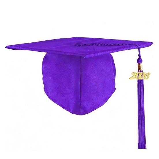 Studentmössa 2026 Examenshatt Slät Yta Fyrkantig Krona Design Examenshatt med Guldtofs Årsinredning