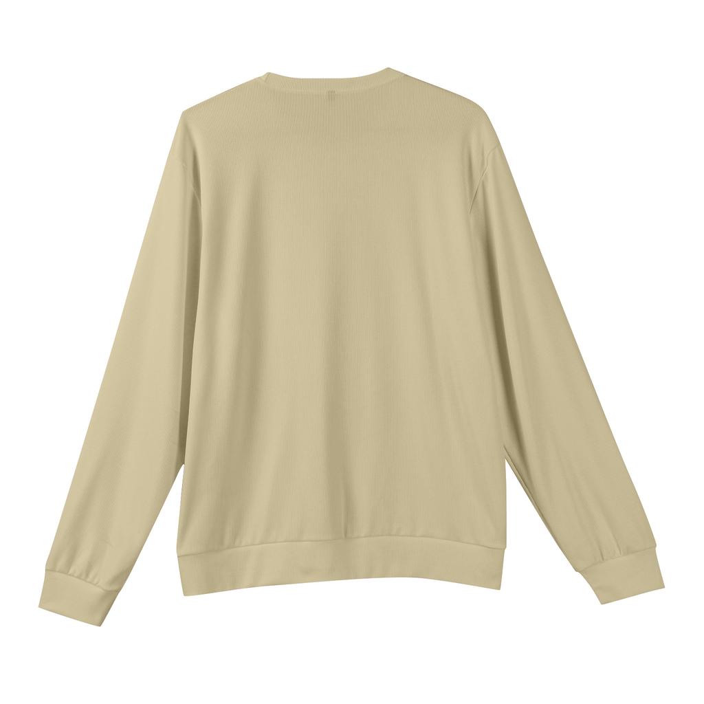 Pánský pulovr s kulatým výstřihem, dlouhým rukávem a žebrovaným úpletem