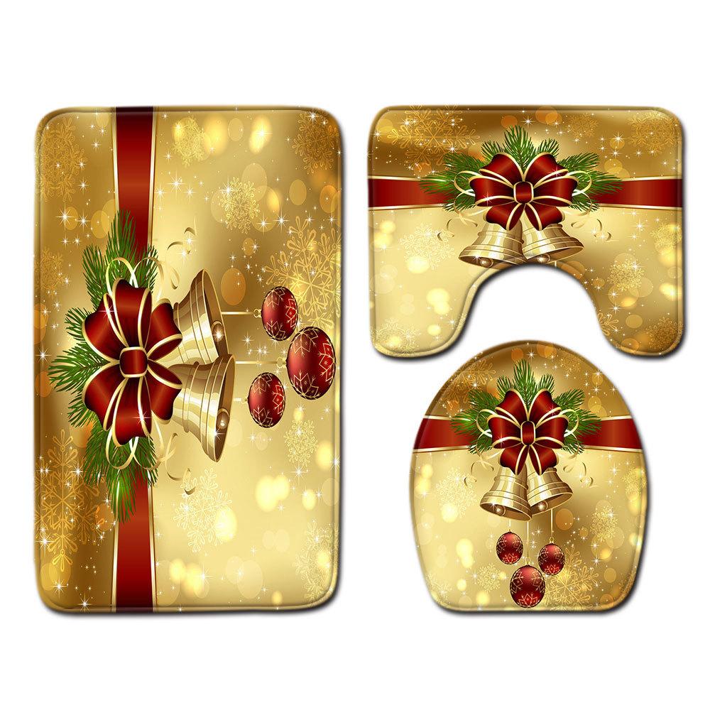 

Christmas Bathroom Floor Mat Toilet Three-Piece Set 45cmx75cm
