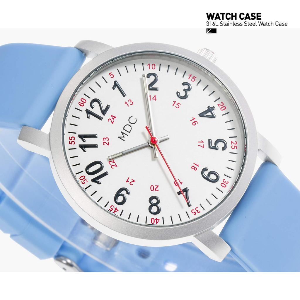 Infantry MDC 5ATM Waterpfoof Nurse Watch Medical Nursing Watch with Second Hand Military Time Silicone Made In Student, Doctor, Band, Blue, Japan.