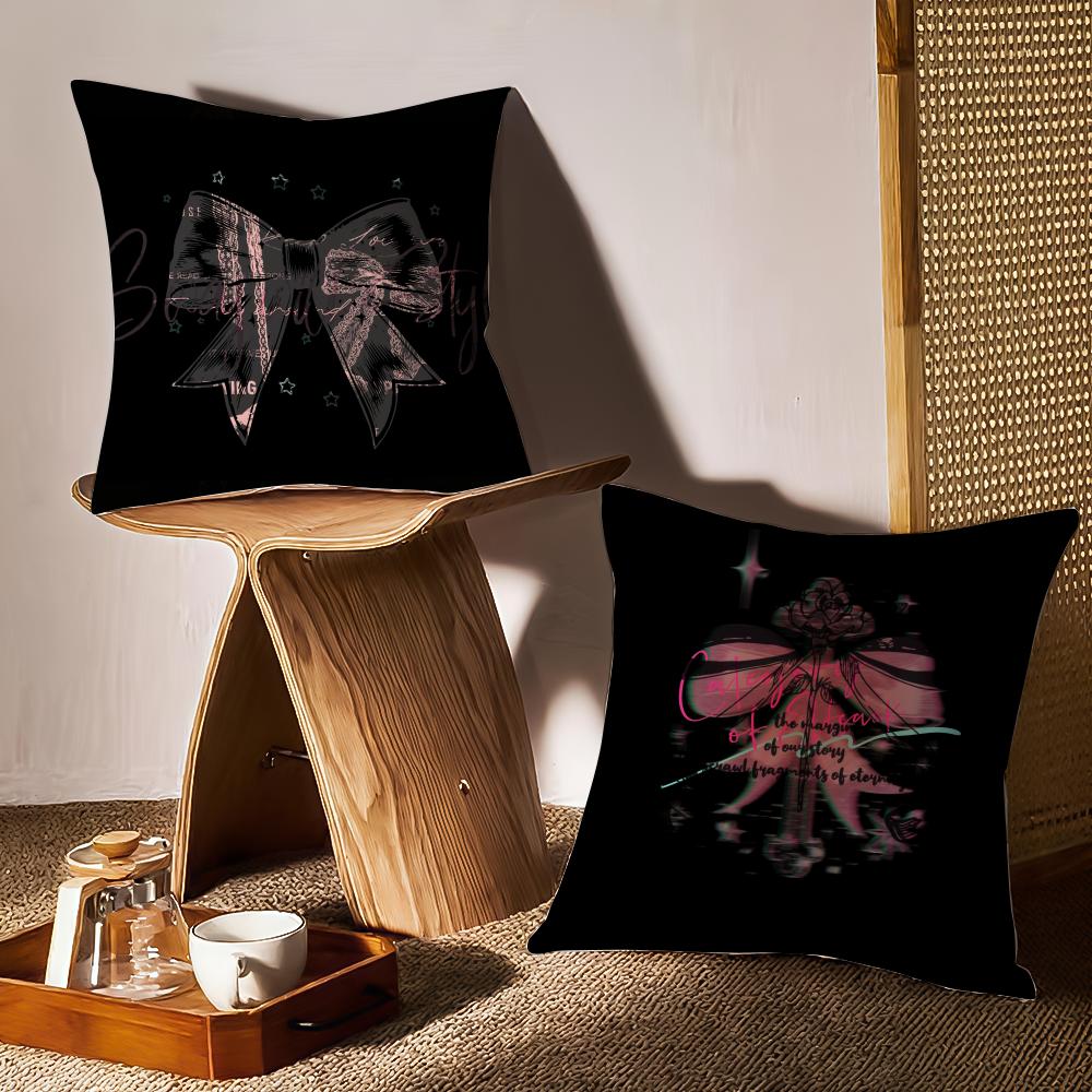 Beautiful Trendy Korean-Style Bows Pillow Case Sofa Living Room Bedroom Headboard Backrest Cushion Square Cushion
