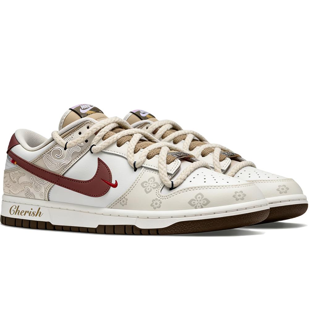Nike Dunk Pegasus Pack Van Gogh Genesis, North Carolina Bubble Low Top Skateboard Shoes Men's Beige Red IQ1118-220(Team307-)