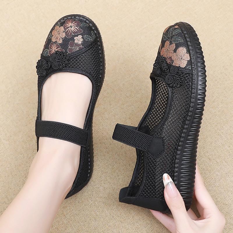 Stoffschuhe Weiche Sohle Damenschuhe Mittelalterliche und ältere Rutschfeste Einzelne Schuhe Alte Dame Sommer Ältere Damenschuhe