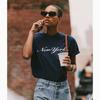 New York American Vintage New Fashionable Letters Print Cotton Loose Casual Short Sleeve T-shirt Women