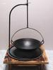 Large Traditional Cast Iron Hanging Stew Pot with Thickened Base and Hooks