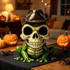 Halloween Skull Frog Figurine, Small Resin Frog Sculpture, Collectable Spooky Frog Ornament for Home Office Table Shelf Decor
