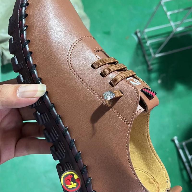 Damesko Plattform Loafers Lace Up Leather Flat Slip-On Spring Casual Sko