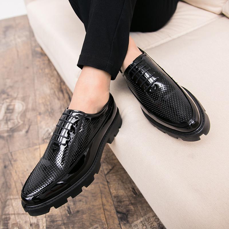 Leather Shoes Men's 2025 Summer Hollow Breathable Business Personality Korean Version Trendy Fashion Leather Shoes