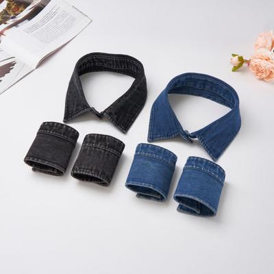 Colletto Finto Staccabile Colletto di Jeans Set di Polsini Donna Camicia Leggera Accessorio di Abbigliamento con Colletto Finto