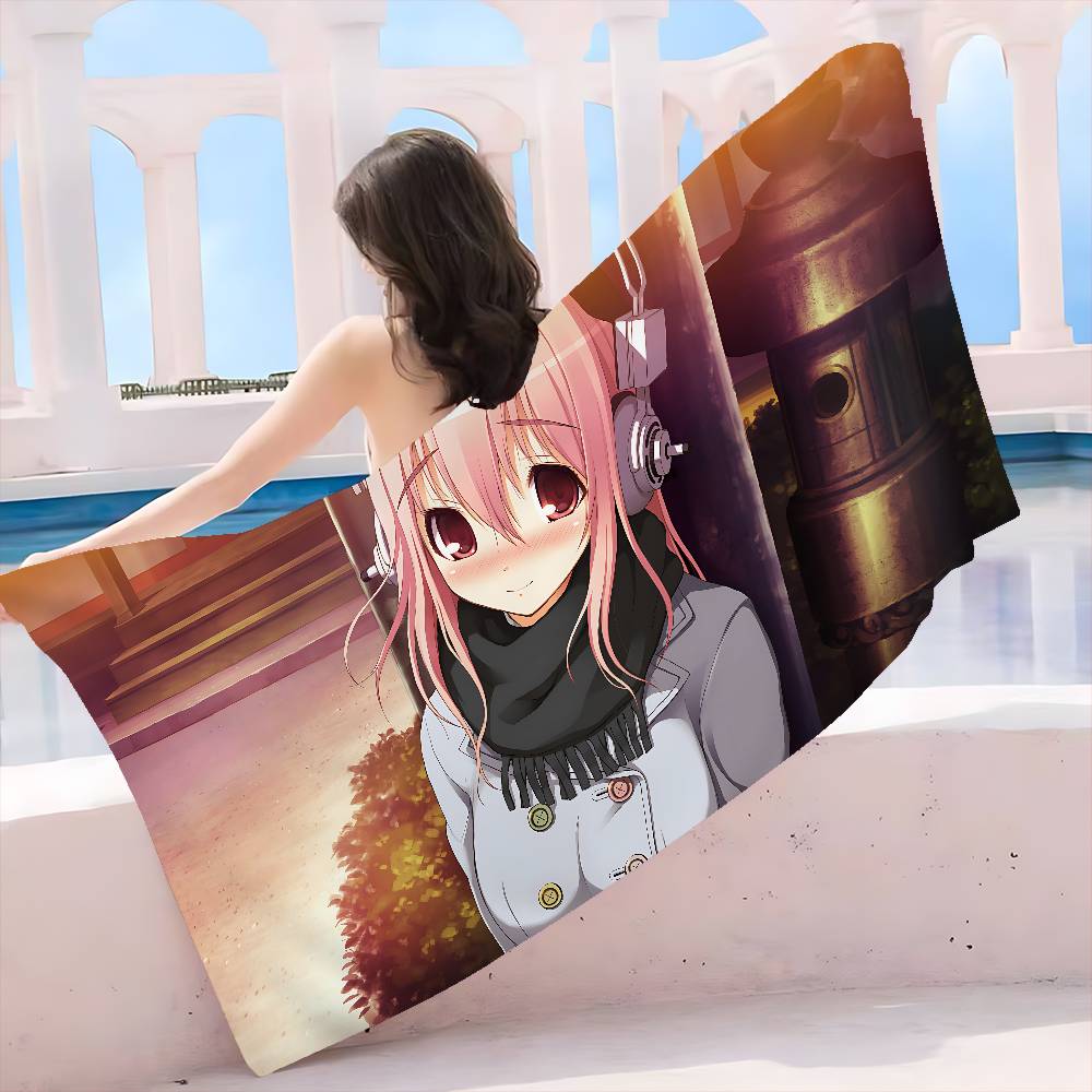Super Sonico Manga Anime Microfiber Printed Beach Towel Mountain Climbing Yoga Beach Swimming Running Absorbent Soft Towel
