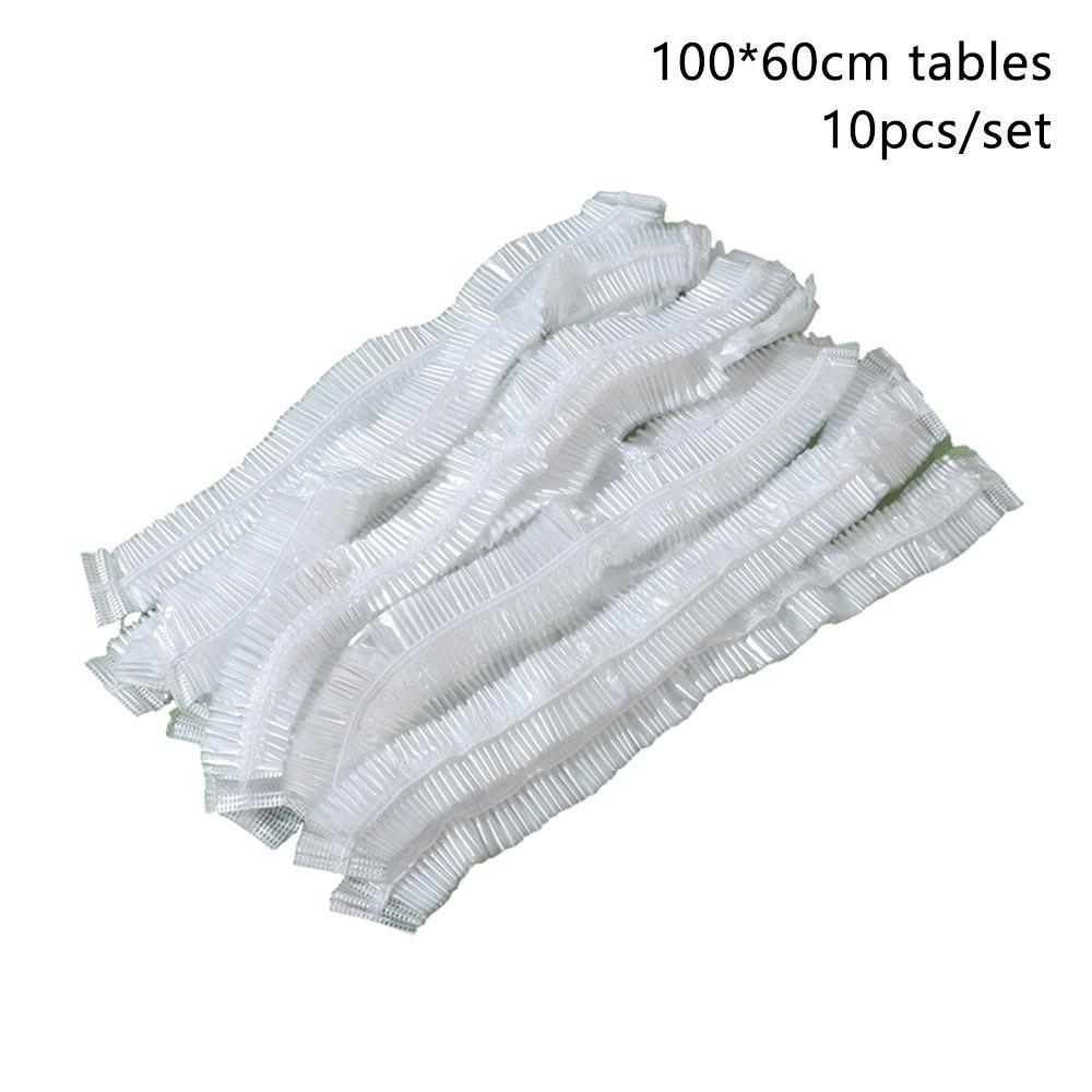 10Pcs/set Elastic Edged Disposable Tablecloth Plastic Waterproof Table Protector  Picnic Outing
