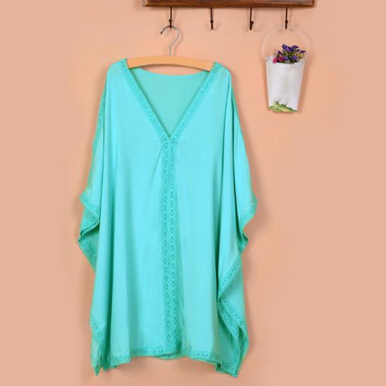 Cover Up V-hals Ademend Polyester Sexy Dames Strand Cover-up om te zwemmen