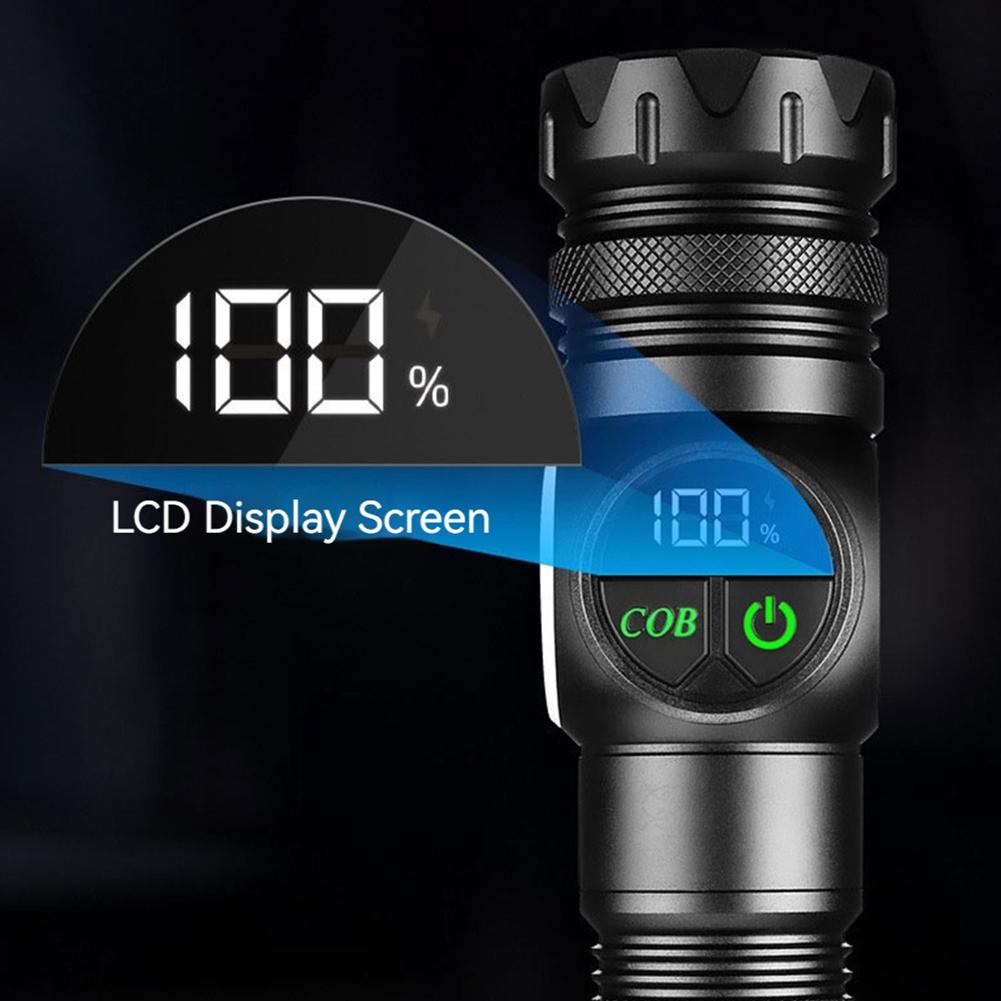 Portable LED COB Flashlight Waterproof Emergency Torch Rechargeable Magnetic Camping Strong Light Flashlight with LED Display