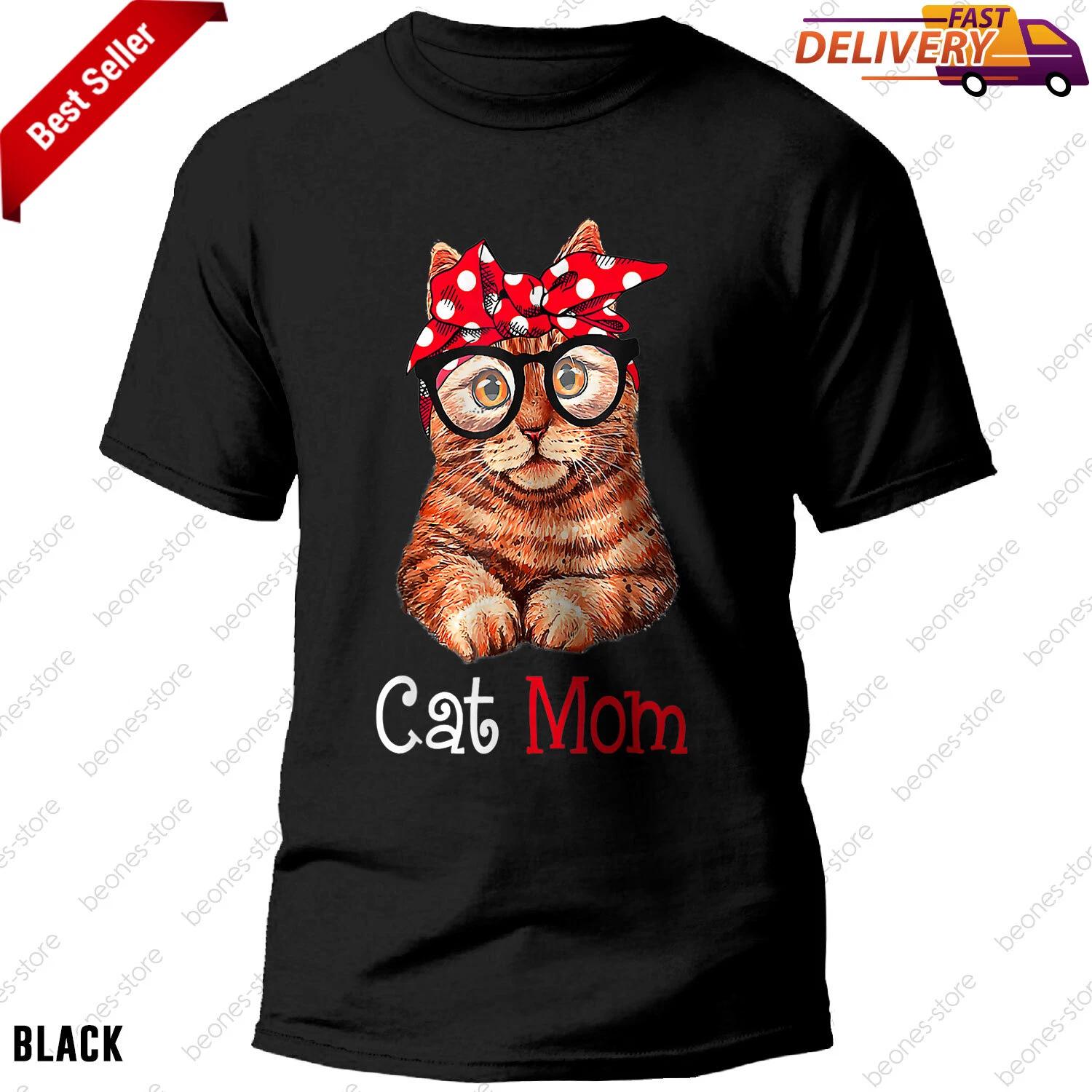 Funny Cat Mom Cat Lovers Mother s Day Tee Gift for Mom Women T-shirt L