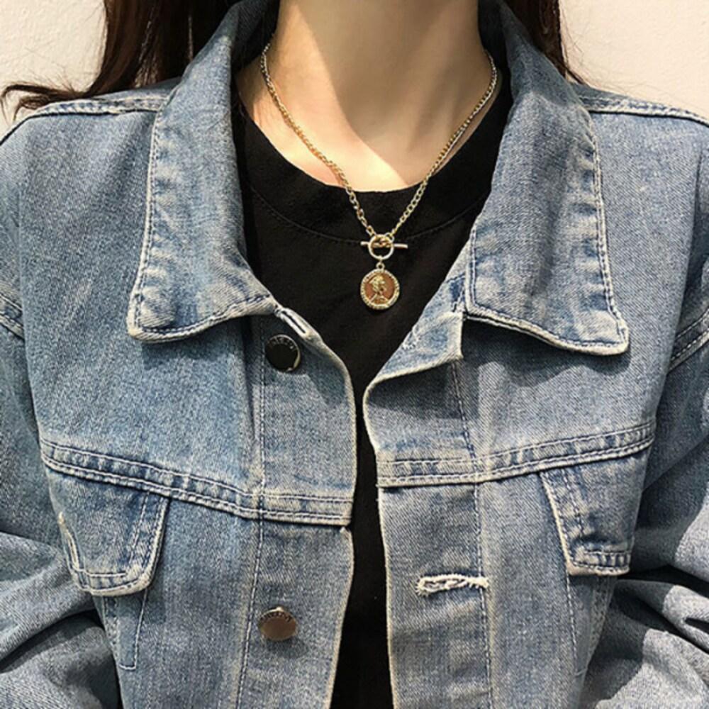 

[S] Coin Toggle Bar Fashion Necklace_Ih