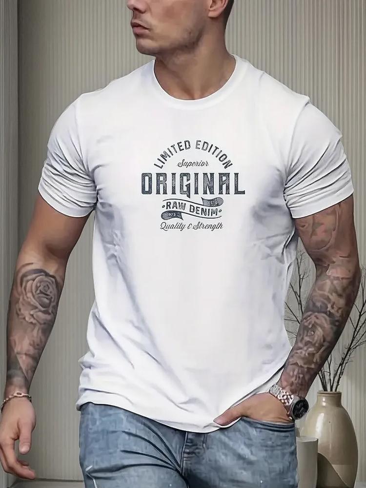 Men's Short Sleeve T-shirt Letter Print Casual Breathable T-shirts for Men