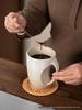 Vintage Handmade Double-Color Ceramic Mug - Large Capacity, Textured Pottery Cup for Coffee or Water