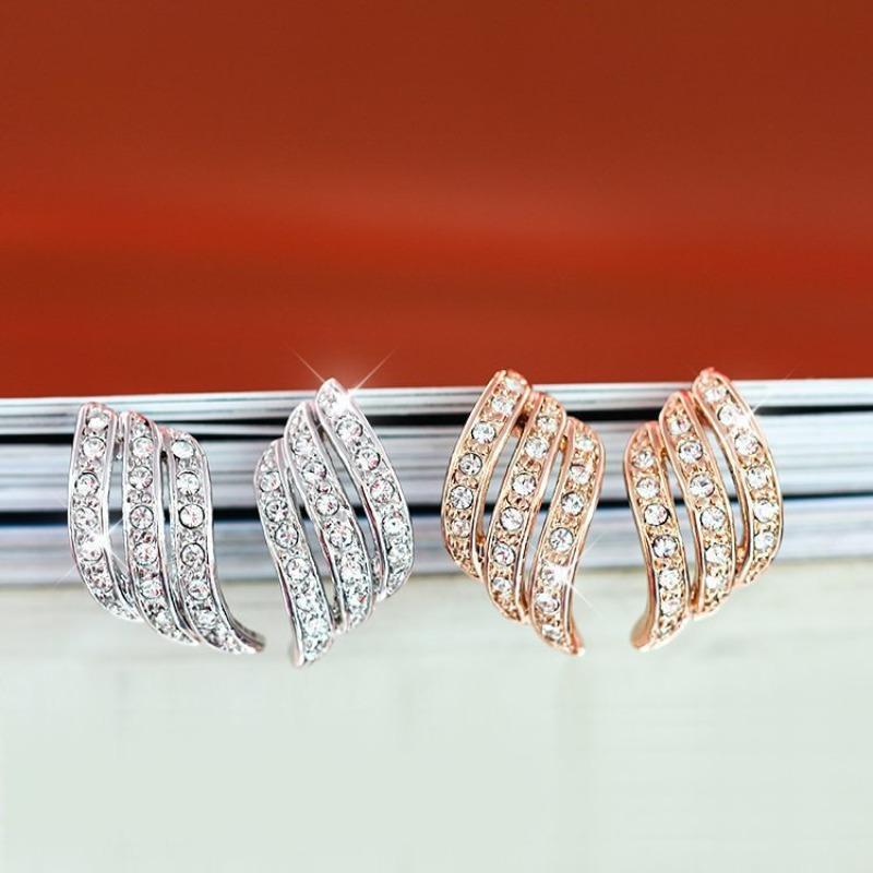 Fashion Angel Wings Stud Earrings - Fresh and Clean Feather Fashion Crystal Piercing Earrings