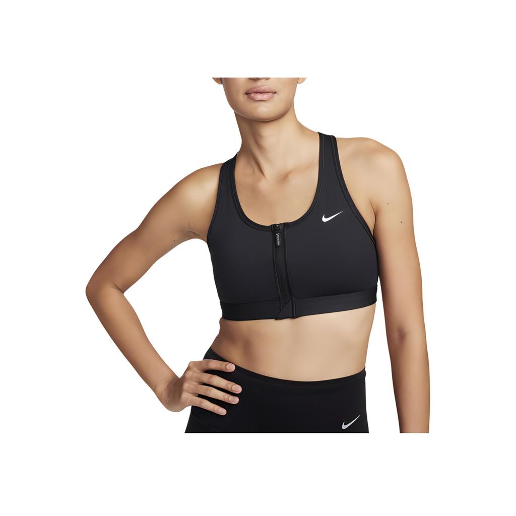 Nike Swoosh Dri-FIT Solid Front Zip Medium Support Padded Sports Bra Women underwear Black FN2731-010