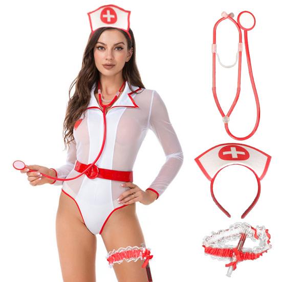 

1 Комплект Прекрасный Хэллоуин Набор медсестры Красивый косплей Браслет для волос Стетоскоп Вечеринка Реквизит