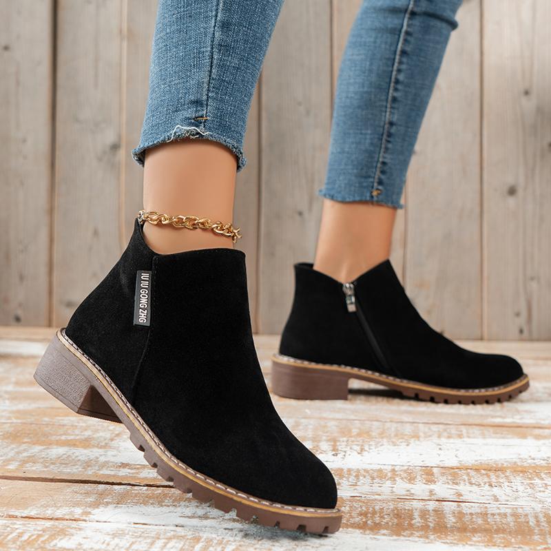 Autumn/winter Marten Boots Female Side Zipper Ankle Boots Female Low Heel Low Tube Student College Style Female